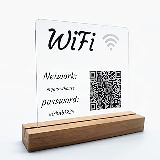 Custom WiFi qr Code Sign, WIFI Password Signs, Wifi Sign for Guests, Wifi Passwords Logo for Home, Wi-Fi Password Symbol (Clear)