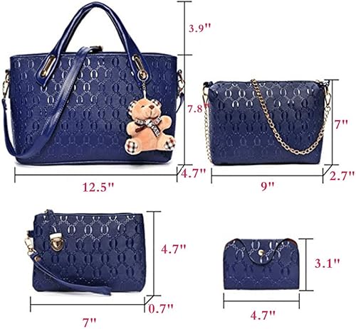 Miniatura 8 de FiveloveTwo Bolso de mano para mujer 4 piezas con asa superior bolsa de hombro soporte para tarjetas Beige, Black, Blue, Brown, Gold, Pink., Purple,