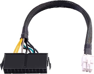 Desktop ATX Power Supply Adapter Cable,24-Pin to 6-Pin Square Connector,30CM Braided 18AWG,Compatible with Inspiron/Optiplex/VOSTRO