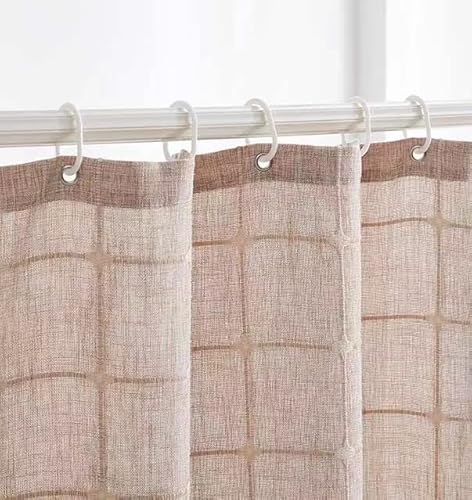 Shengjun 72X72 Boho Farmhouse Shower Curtain, Tan Wrinkle Free & Ultra Thick Cotton Linen Rustic Cottagecore Bohemian Aesthetic Modern French Country Chic Bathroom Shower Curtains Set #TOP2