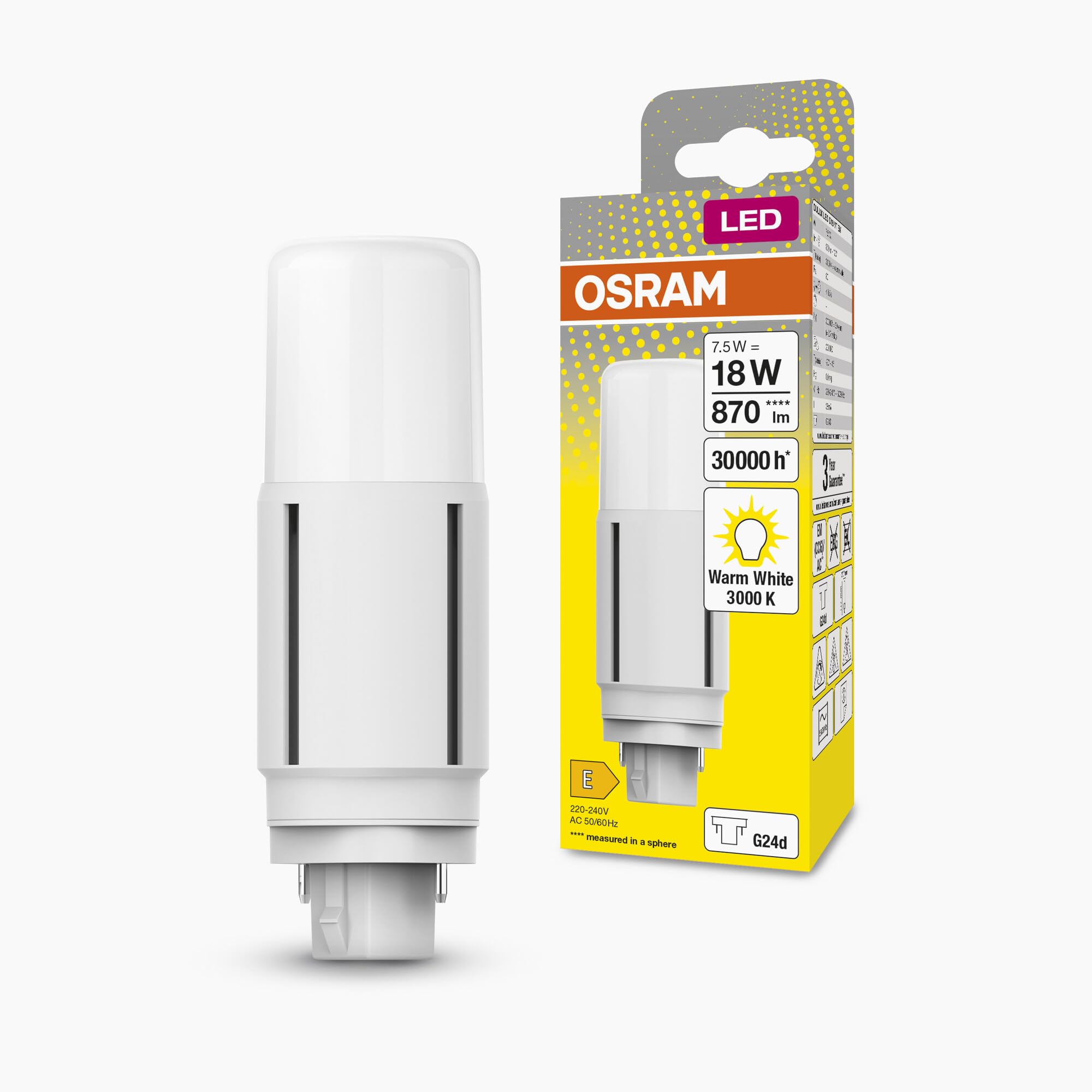 Ampoule LED OSRAM DULUX 7,5W G24D - Blanc Chaud 3000K