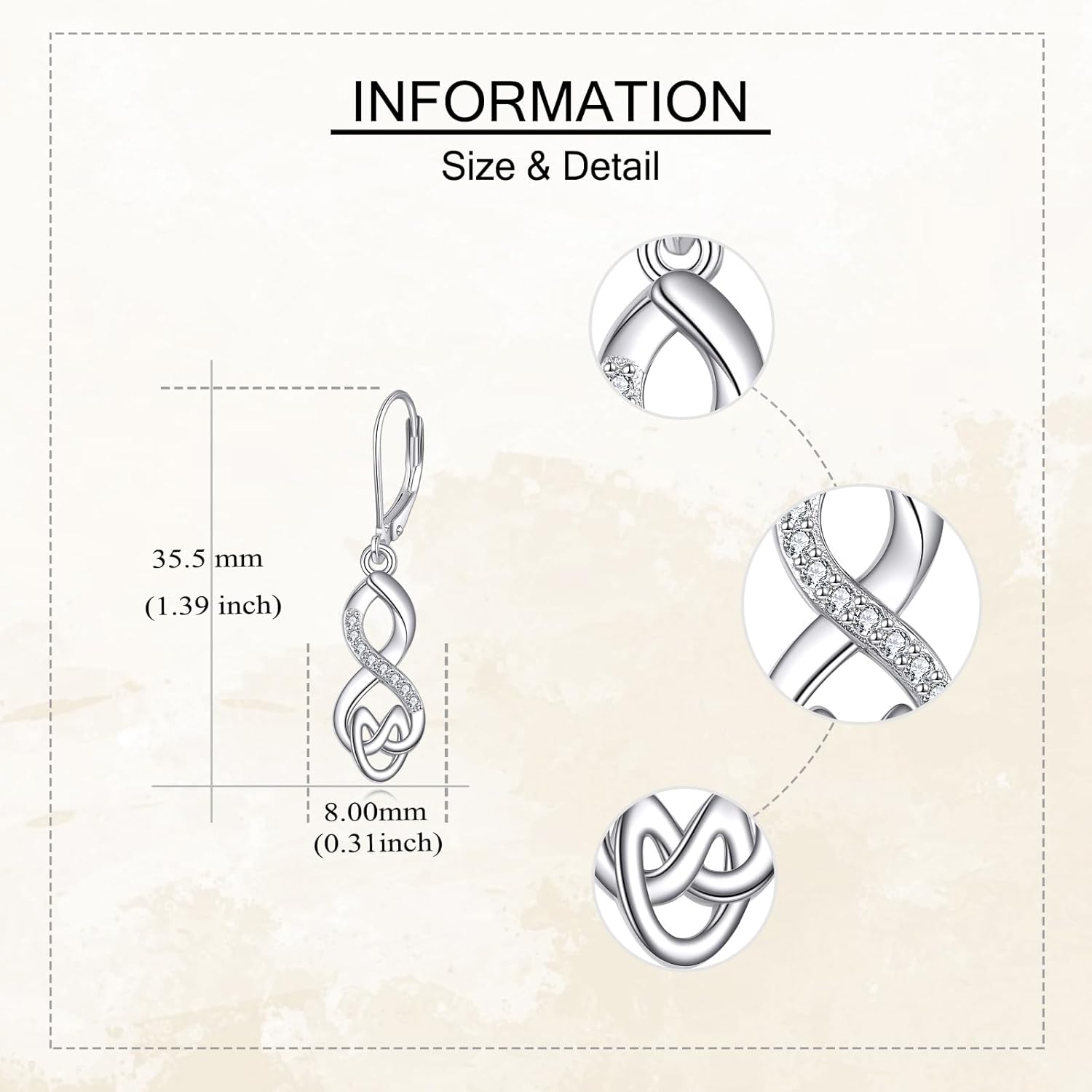 Infinity Earrings 925 Sterling Silver Infinity Dangle Earrings Infinite Heart Jewelry for Women