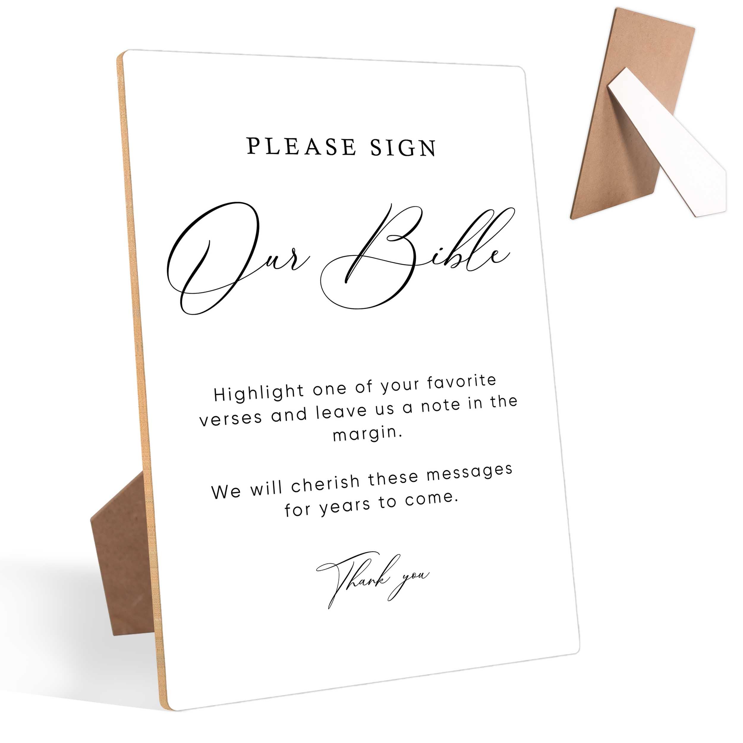 Minimalist Bible Guest Book Sign, Wedding Signs for Reception, Wedding Shower Decorations, 8 X 11" Wooden Wedding Table Signs Guest Book Sign for