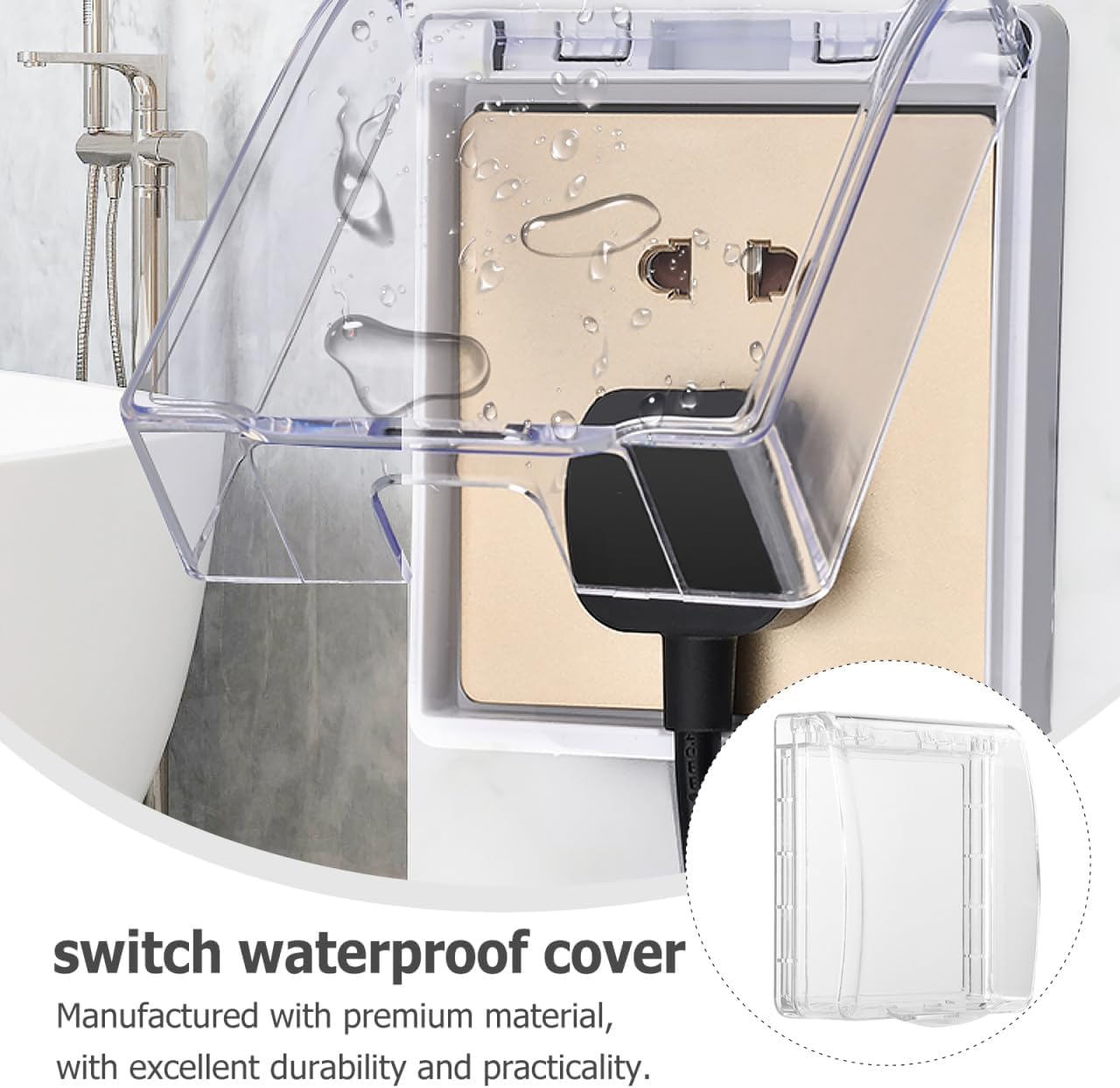 Outlet Cover 86 Switch Waterproof Cover Protective Cover Box Covers (4.49 * 3.98 * 1.69 in)，Transparently (Gray)