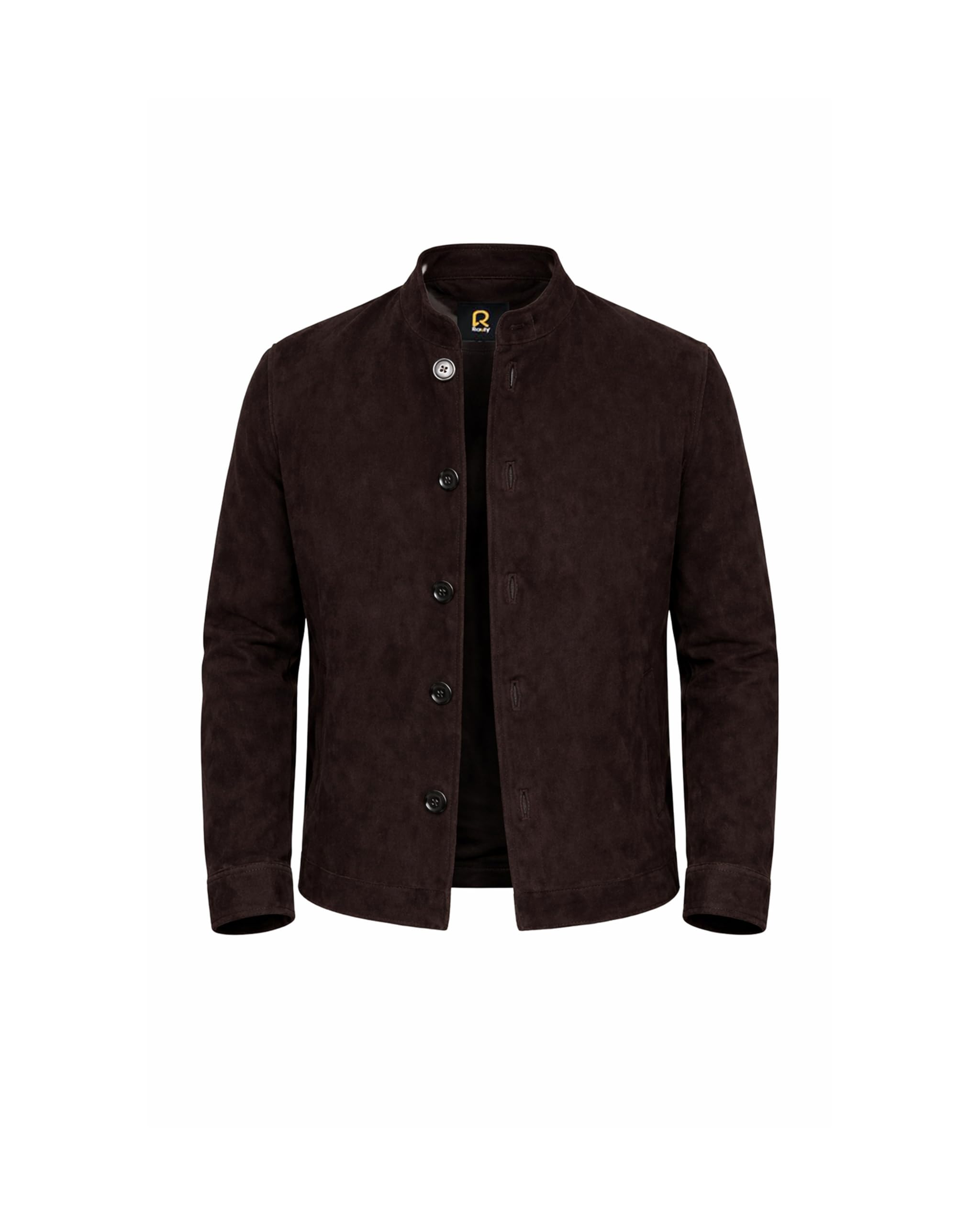 Rauly Suede Leather Jacket Men Real Leather Button Front Shirt Collar Trucker Jacket Everyday Suede Coat