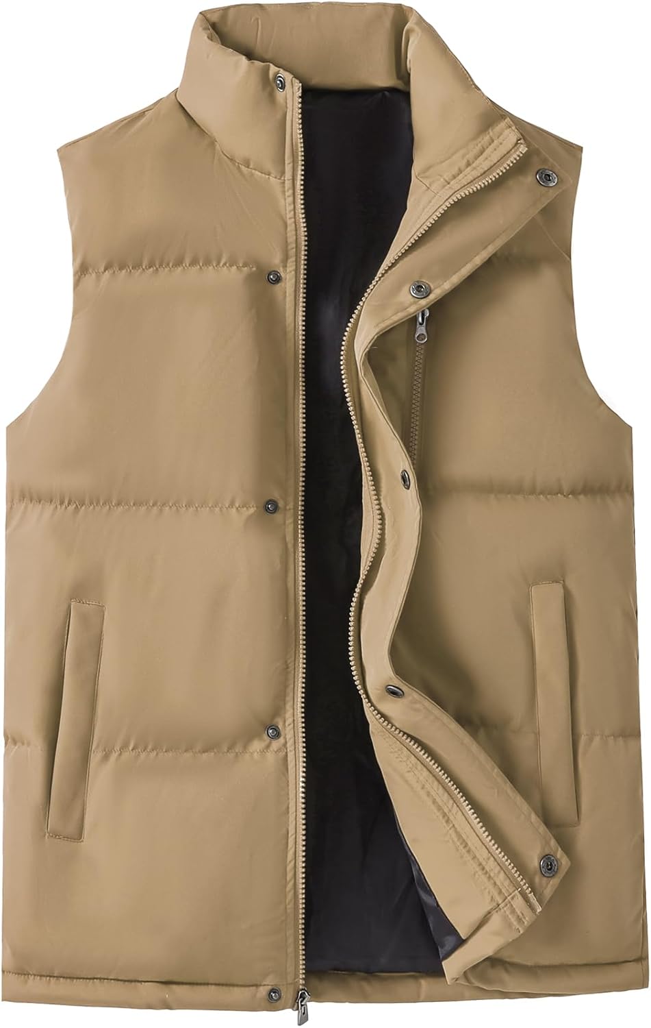 XinYangNi Men's Winter Warm Outdoor Padded Puffer Vest Thick Fleece Lined Sleeveless Jacket