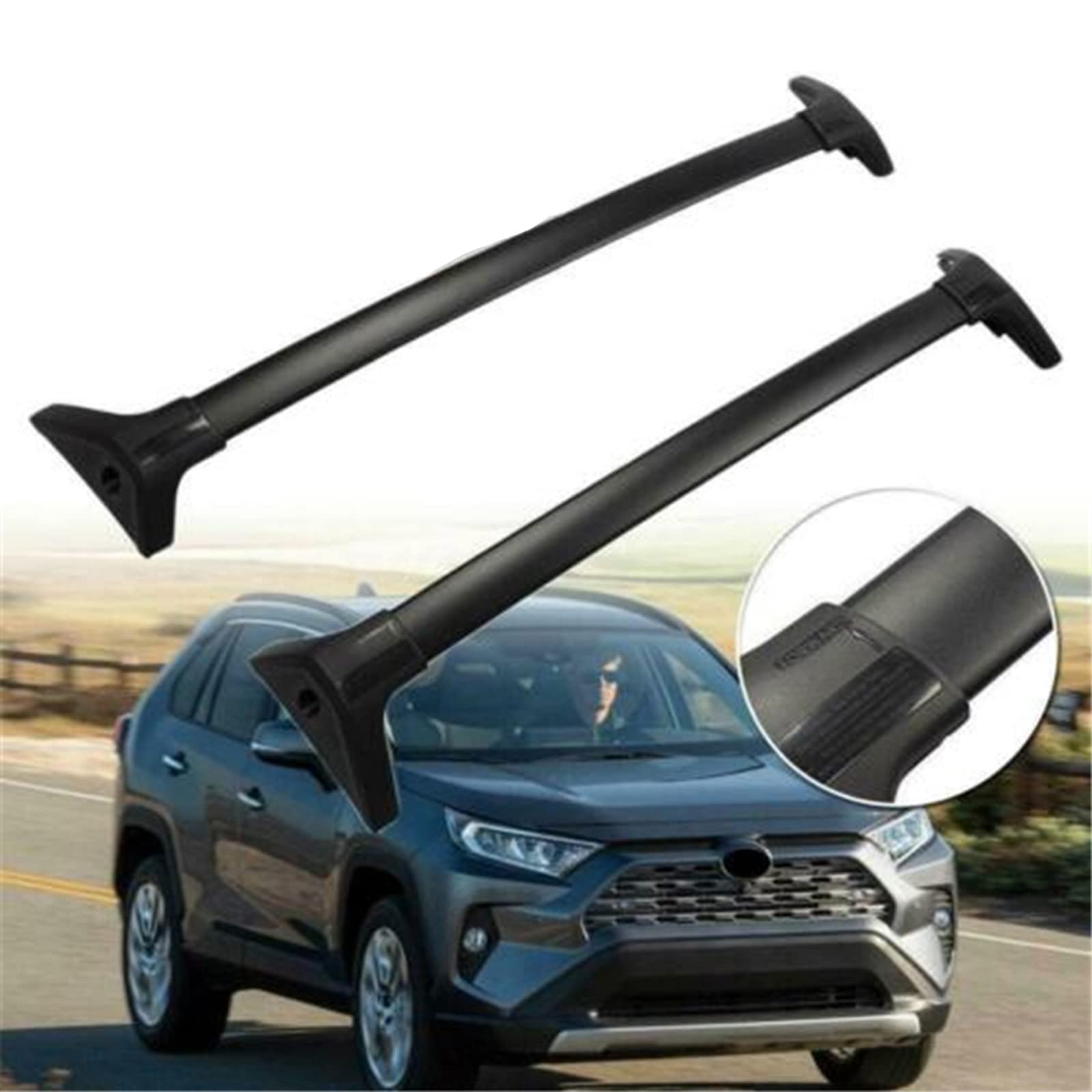 Coche Sensor Portaequipajes para Techo de Coche, 2 uds., Barra Transversal, portaequipajes Superior, Negro para Toyota RAV4 2019-2020