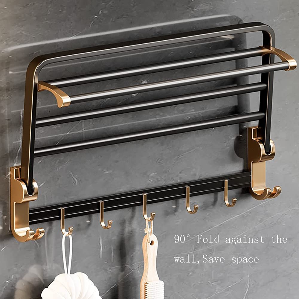 Uchwyt na ręczniki, pływający wieszak na półki łazienkowe, 90° obrotowy wieszak na ręczniki z haczykiem, akcesoria łazienkowe, stop aluminium/70 cm (70 cm) interesting
