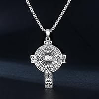 Vista 5 de SIMONLY Collar de crucifijo de San Benito de plata de ley 925, colgante de cruz de Ankh, joyería de cruz