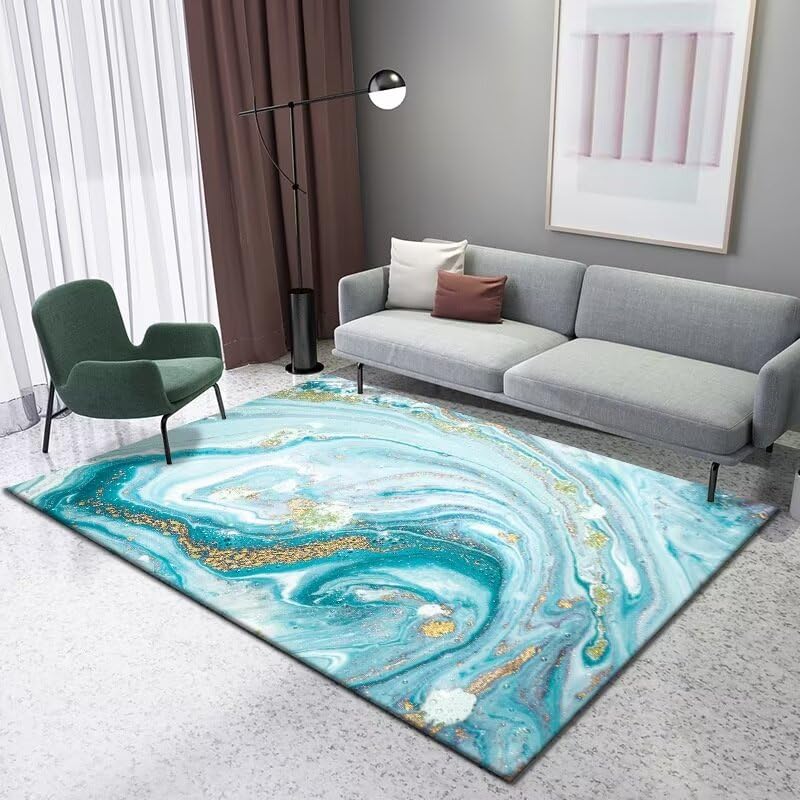 RUGMRZ Alfombras Salon Baratas Salón salón Antideslizante Moderno Simple de Moda Lavable Alfombra Grande Y Barata Azul Cuadros Habitacion Alfombra Niños Dormitorio Alfombras Alfombra Gateo Bebe160x2