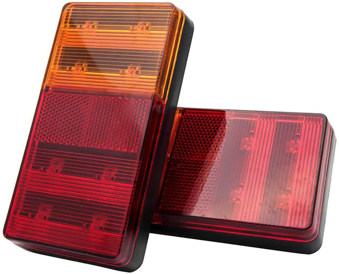 Światło tylne, 2 x 8 LED naczepy tylne do przyczepy w oświetleniu przyczepy ciężarówki (czerwone i bursztynowe)