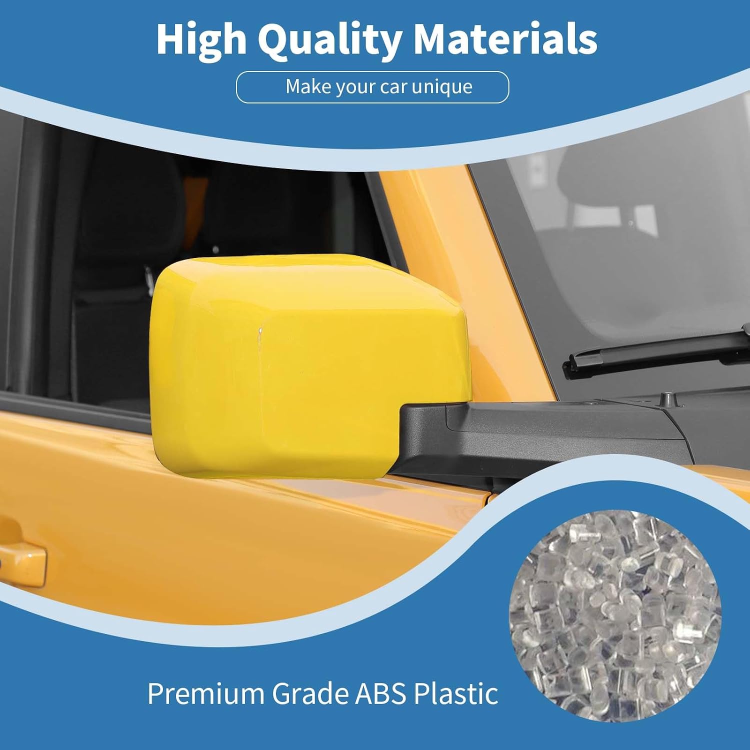for Bronco Side Mirror Cover Trim Yellow for Ford Bronco 2021 2022 2023 Yellow Exterior Accessories 2pcs (for Mirror Without Light & Not for Sport)