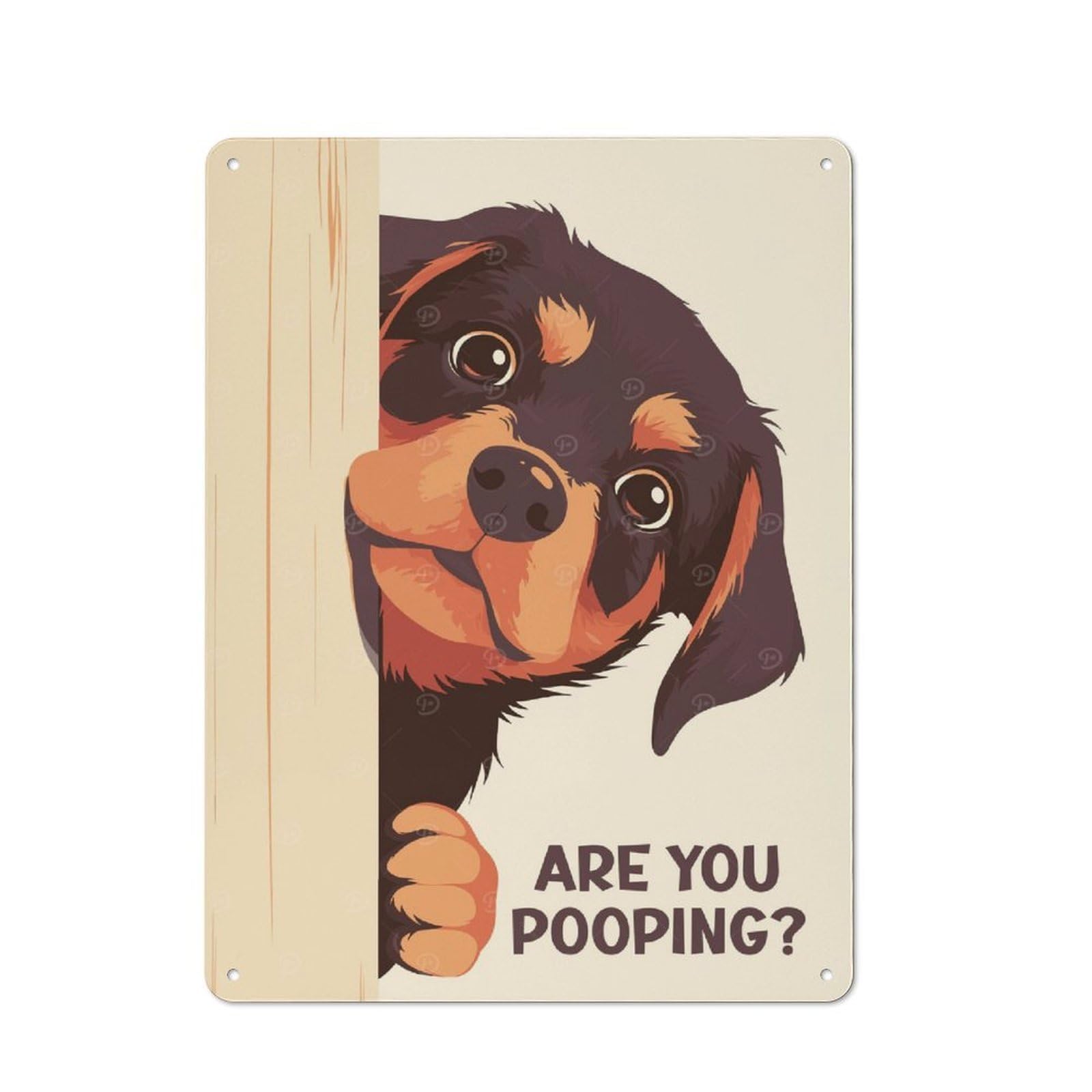 Junmoney Rottweiler Peeking Are You Pooping Tin Sign 40X30cm For Living Room Wall, Retro Wall Decor, A Decorative Metal Sign For Living Rooms And Feature Walls