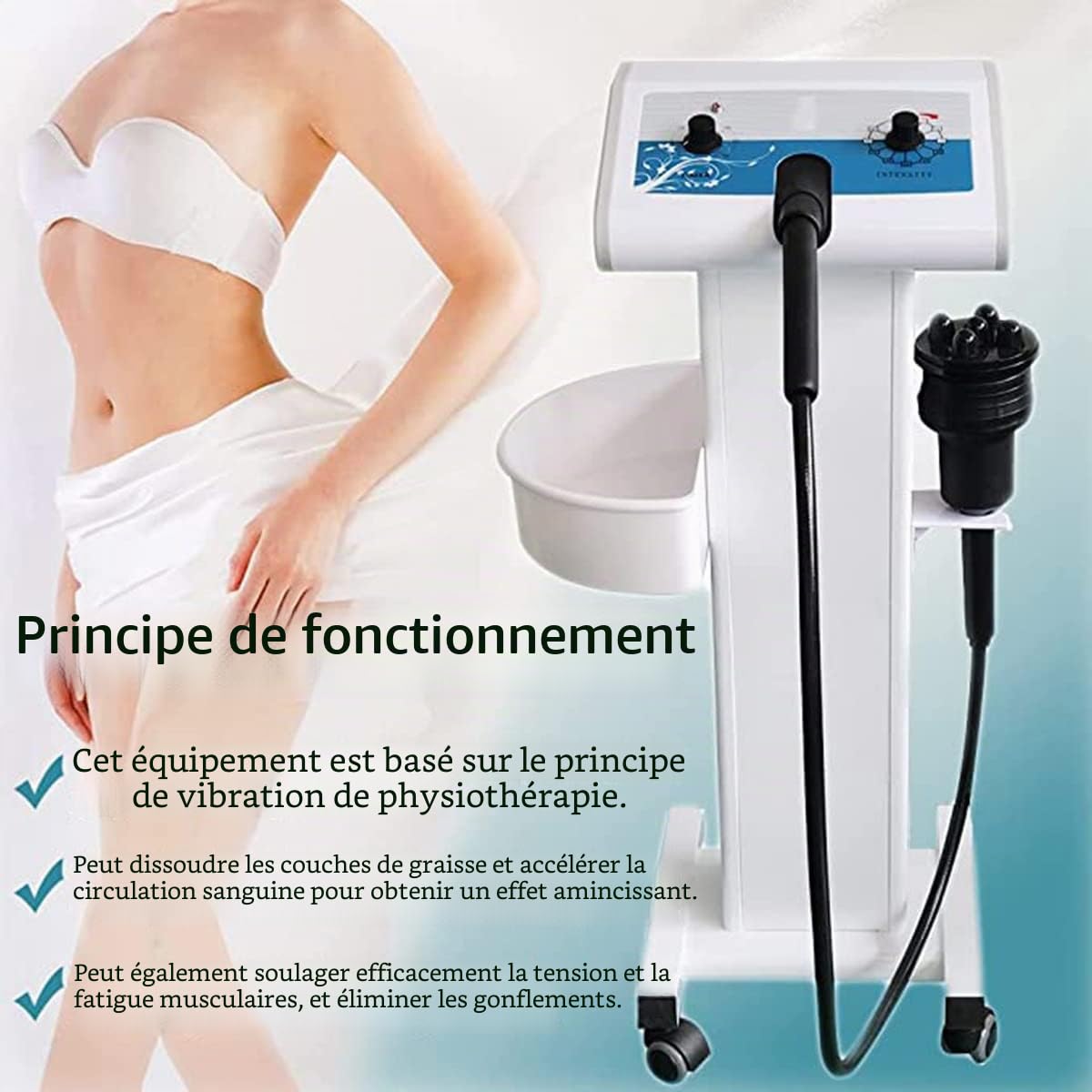 G5 Vibration Massager, Appareil de Perte de Poids pour Tout Le Corps avec 5 têtes, brûleur de Graisse Manuel, équipement de beauté, Appareil de Massage pour la Perte de Poids.,Vertical