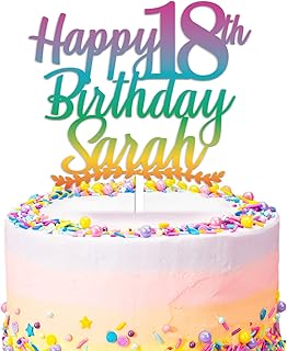 PERSONALISED Happy Birthday Cake Topper - 16th, 18th, 21st, 30th, 40th, 50th, 60th Birthday Cake Topper for Her, Him - Choice of Patterns - ANY Age ANY Name - 3mm Acrylic Cake Topper