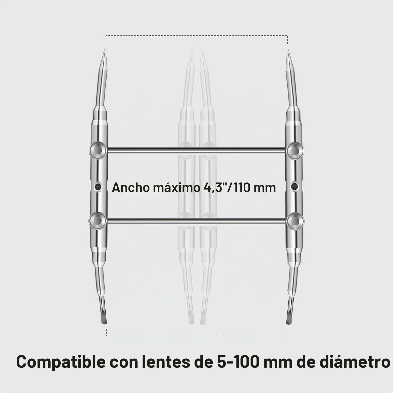NEEWER - Herramienta Profesional Punta Curva Llave Ajustable para reparación de Herramientas de Acero Inoxidable para la Lente del Objetivo de Fotos para la mayoría de Las cámaras DSLR