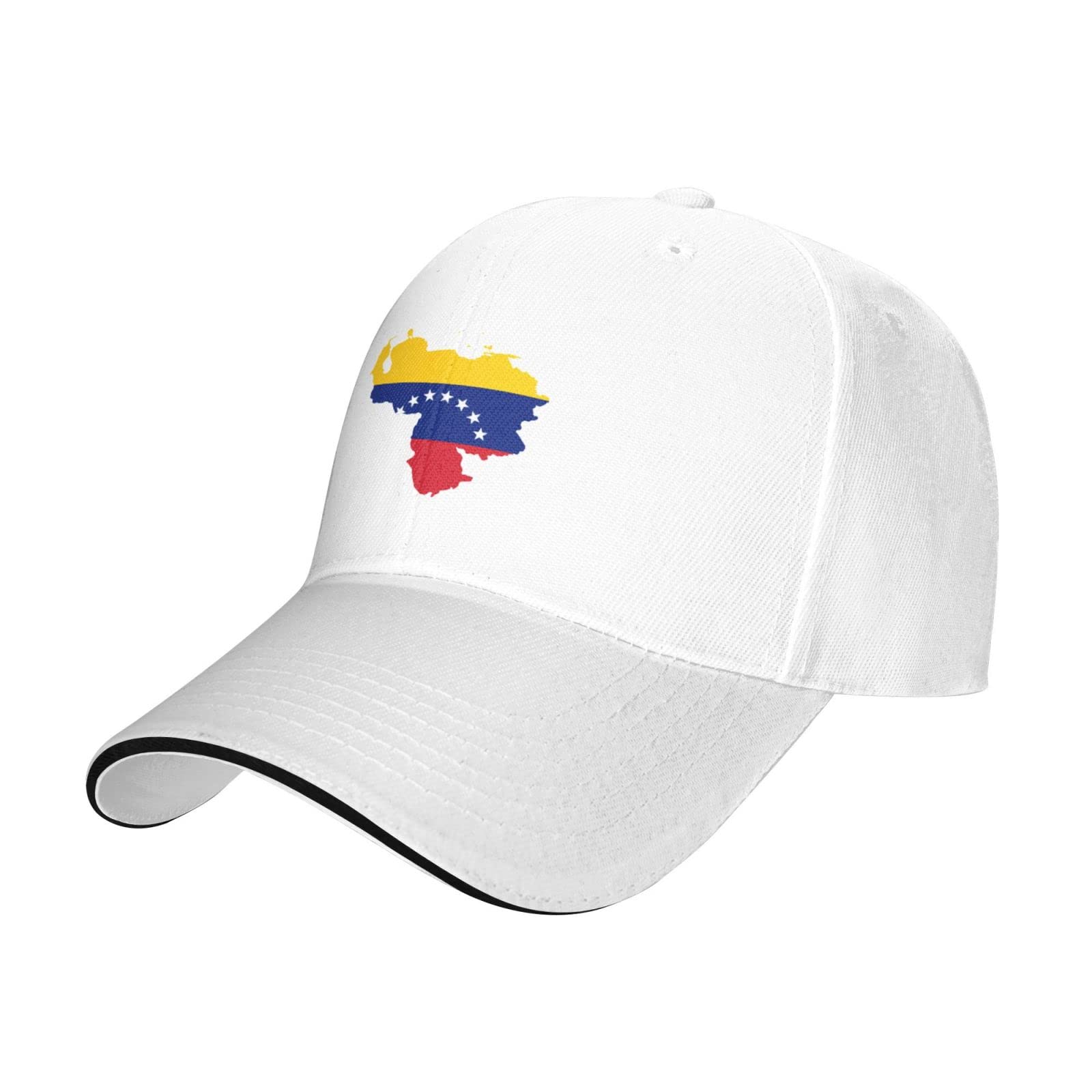Loujin Unisex White Adjustable Baseball Cap Venezuela Terrain Map Breathable Peaked Cap For Men Women Sun Hat For Daily Sports Travel