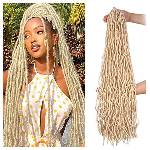 ZRQ 2 Packs 36 Inch Blonde Faux Locs Crochet Hair 613 Soft Locs Crochet Braids,Goddess Locs Crochet Hair Extensions Synthetic Dreadlock Pre-looped Distressed Locs 613#