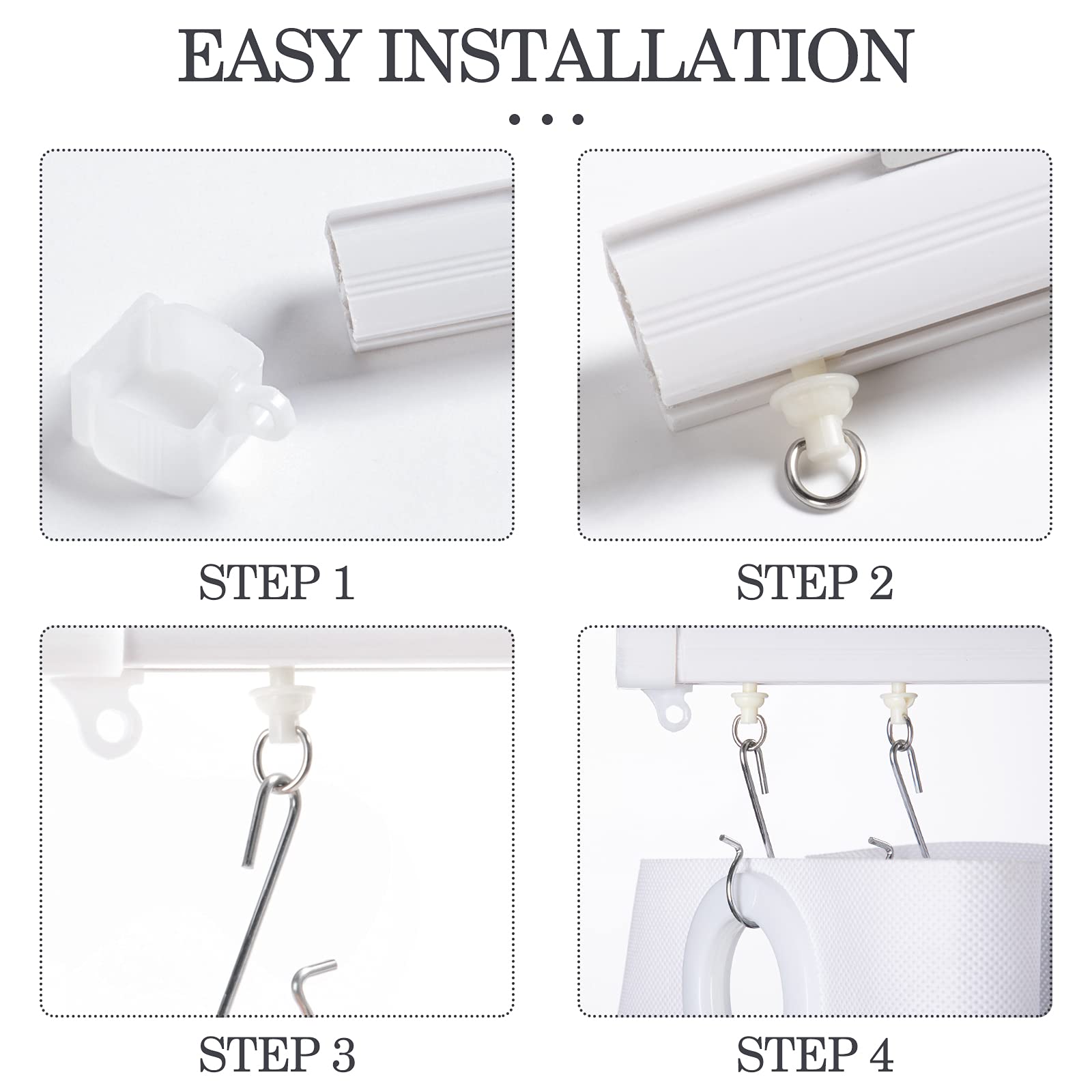 60 Ganchos De Cortina De Acero Inoxidable, 2.6 Pulgadas