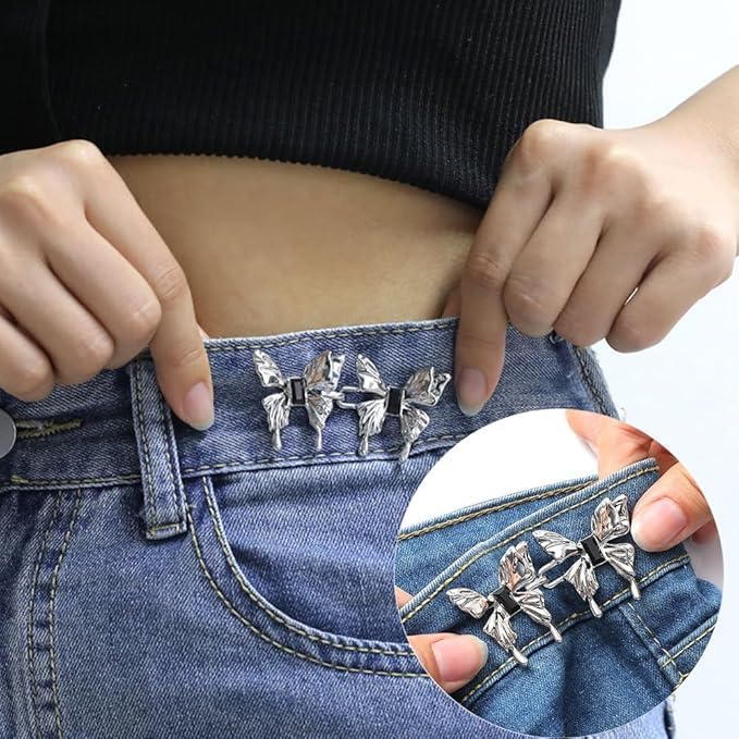 Image of YEKDA Denim Button Kit - 2 PCS Assorted Jeans Buttons for Quick Fix & DIY Adjustment - No-Sew Snap-On Metal Buttons for Pants, Skirts, Shorts - Easy Waist Size ControlMATEL BTRFLY 2 PC