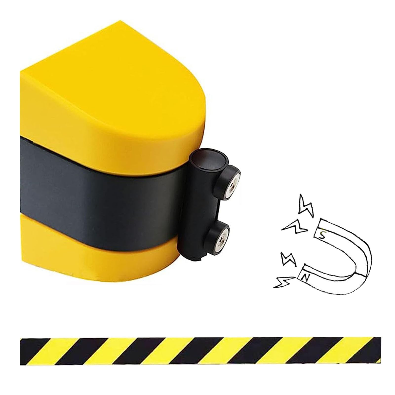 YNIYUJKL Magnetic Retractable Belt Barrier 10M - Wall-Mounted Safety Queue Tape With Mounting Accessories For Effective Crowd Control & Event Management,A-10M/32FT