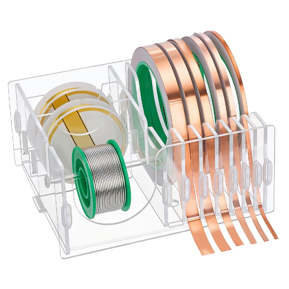 PH PandaHall Acrylic Tape Dispenser Copper Foil Dispenser for Supplies Holder, Tape Holder Clear Tape Aluminum Foil Storage Box for DIY Crafts Art Tools Organizer, 16.4x14.3x7.5cm