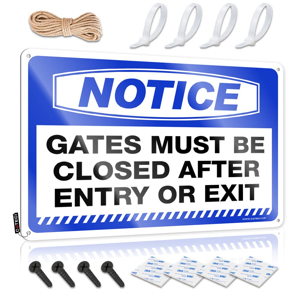 Pravoxi Women's One Color Funny Patio Signs Notice Gates Must Be Closed After Entry Or Exit Tin Sign Tin Signs Camping Rules Man Cabe Decor