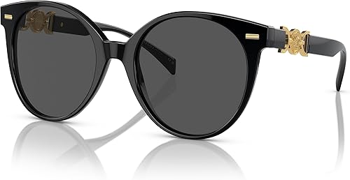 Versace Gafas de sol redondas gris oscuro VE4442 GB187 55, Negro Gris Oscuro