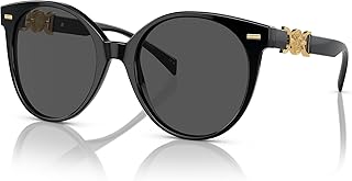 Versace VE 4442 GB1/87 Black Acetate Round Sunglasses Dark Grey Standard Lens