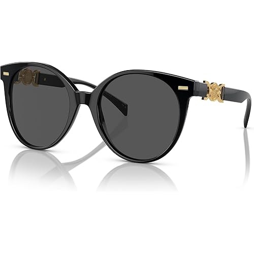 Versace VE 4442 GB1/87 Black Acetate Round Sunglasses Dark Grey Standard Lens