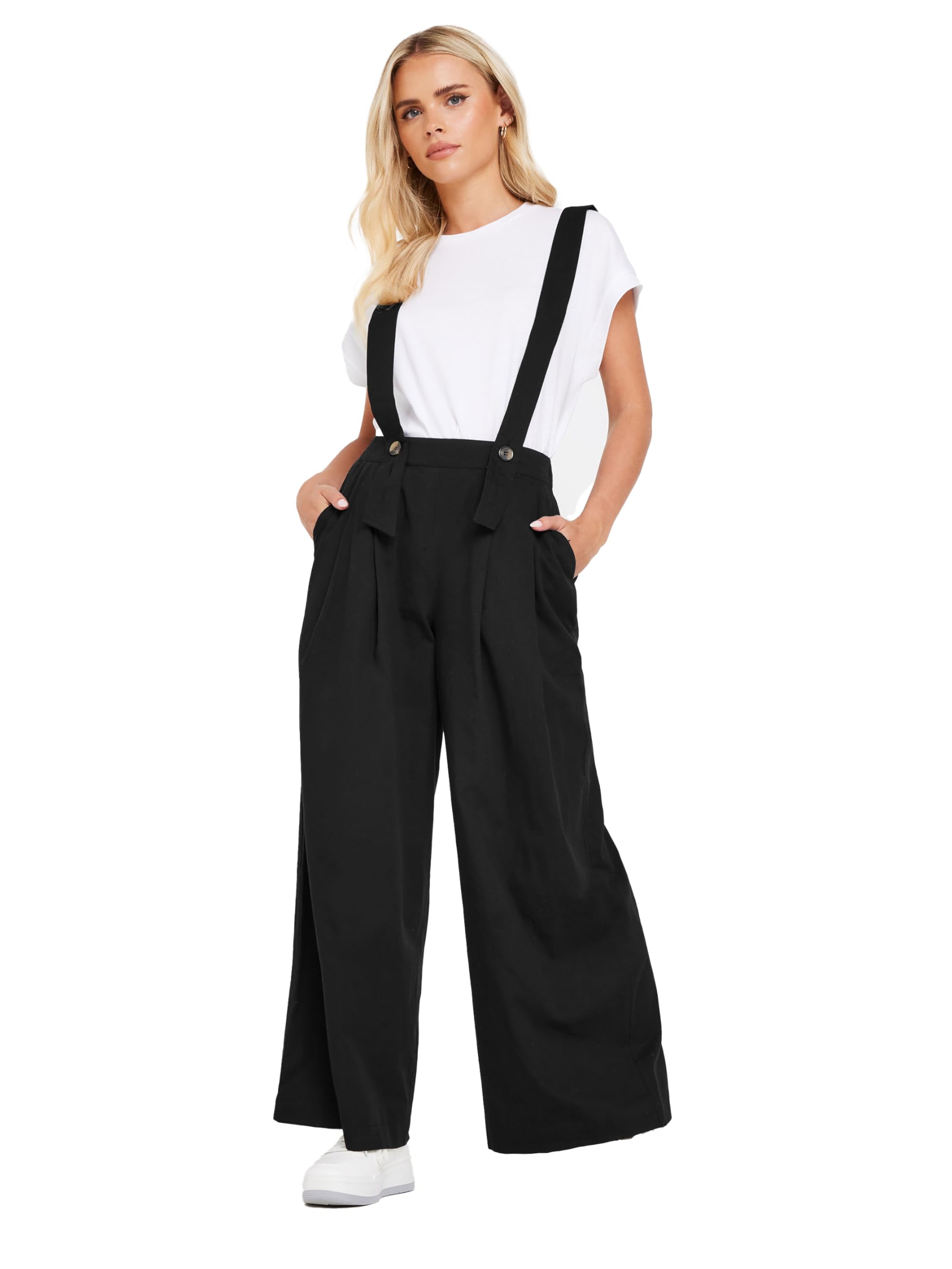 PixieGirl Women's Petite Brace Trousers in Black | Size: 16