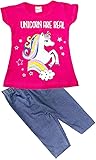 ensemble legging t shirt femme taille: 92-116 Generisch T-shirt d\'été licorne avec leggins courts 100 % coton, Rose, 110 cm-116 cm