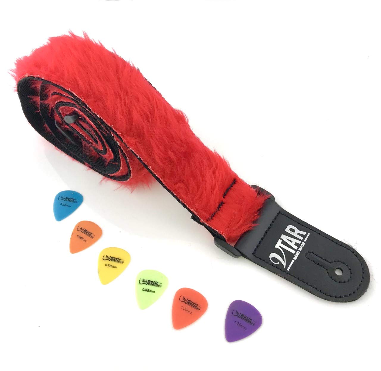 Vtar Red Fur Soft Fur Design Adjustable Acoustic Electric Guitar Strap (Red Fur)