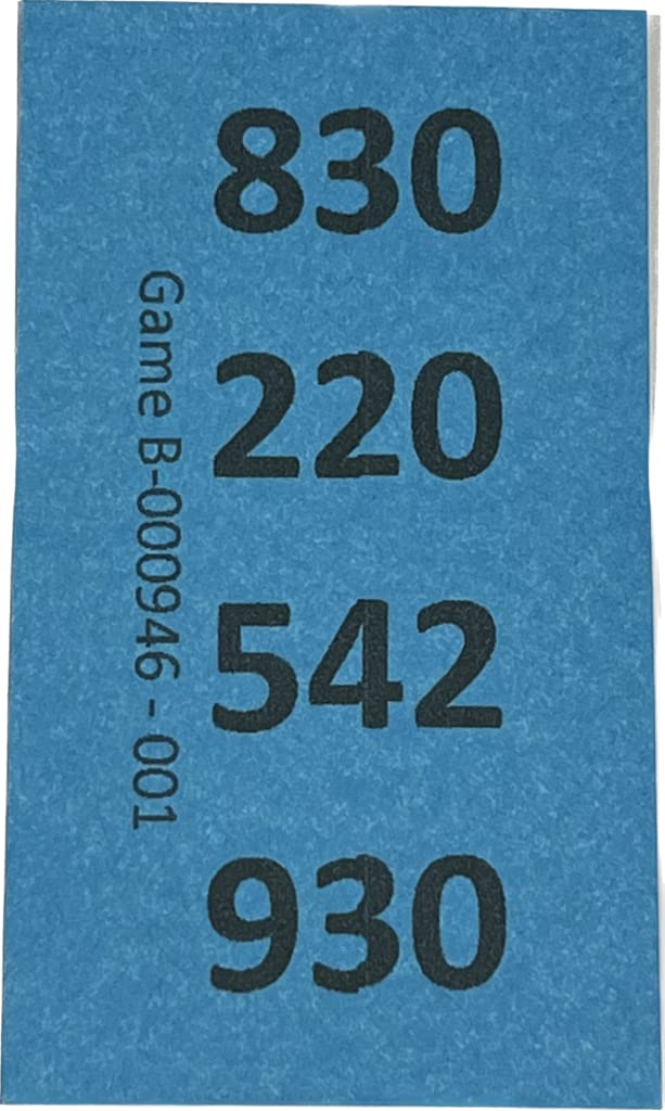 The Ticket Gurus - 4 Tickets mit (4) 3-stelligen Zahlen 000-999 pro Karte ohne Duplikate 250 Tickets pro Set. 8 verschiedene Farben pro Bestellung.