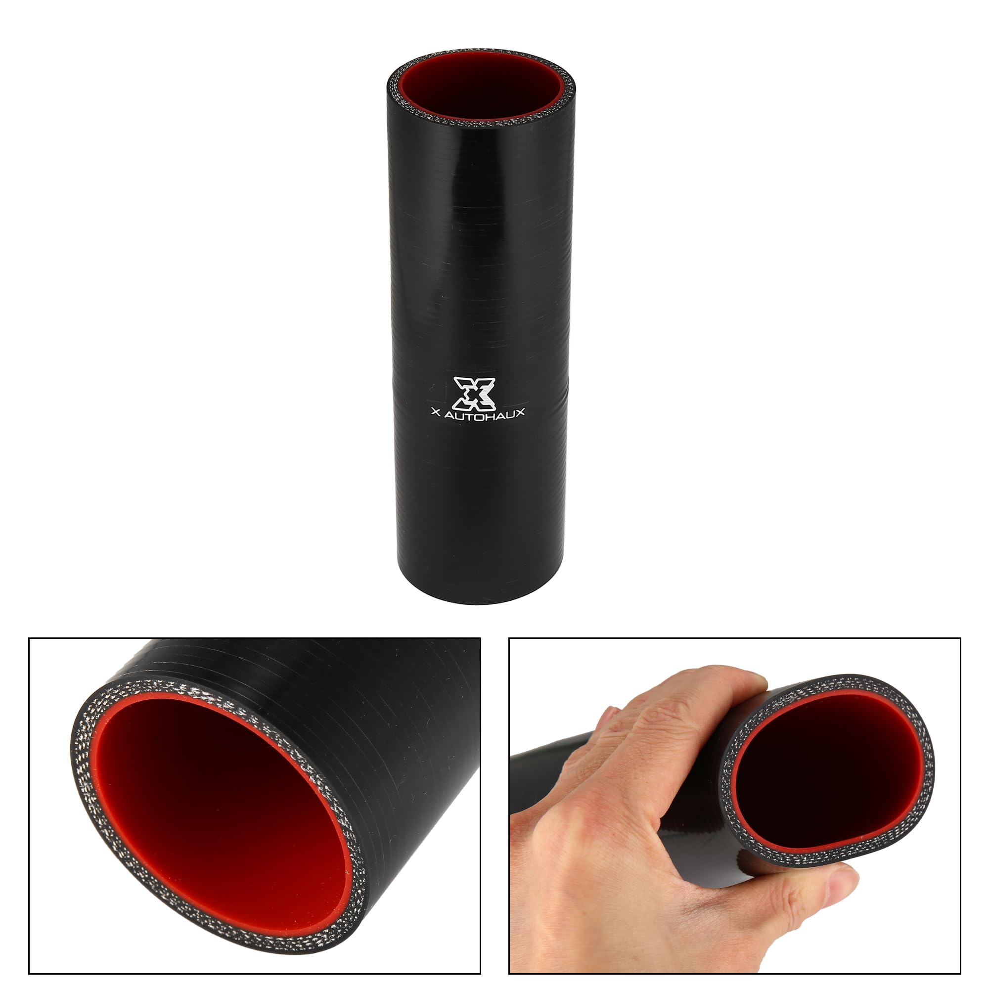 X AUTOHAUX 55mm Silicone Reducer Hose | Intercooler Coupler For Car Intake Piping, Black/Red - View #5