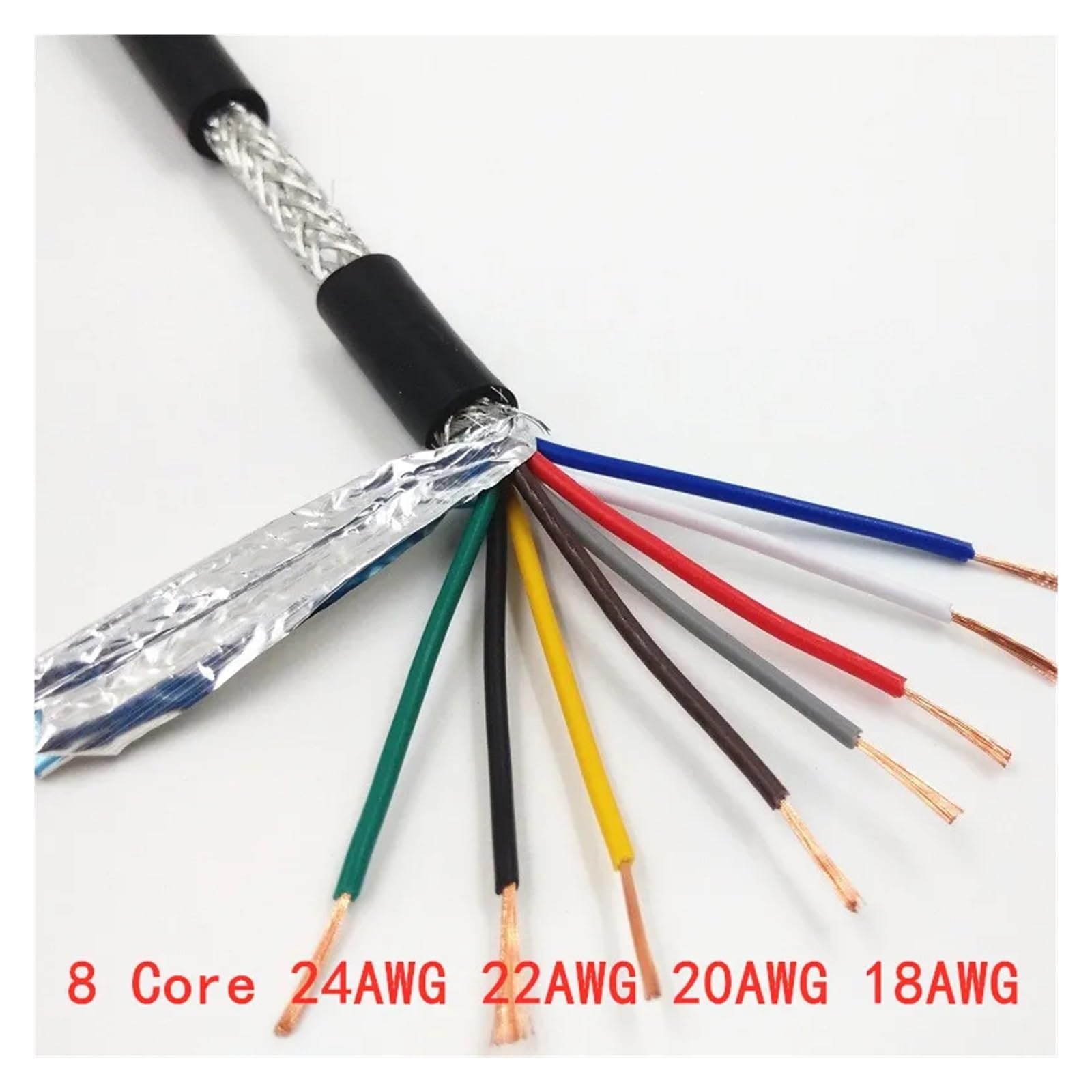 Cavo di segnale schermato, Cavo schermato di segnale di controllo in rame puro RVVP UL2464 2-8 Core 18-22 AWG 98 metri(8 Core 20awg 98meter)