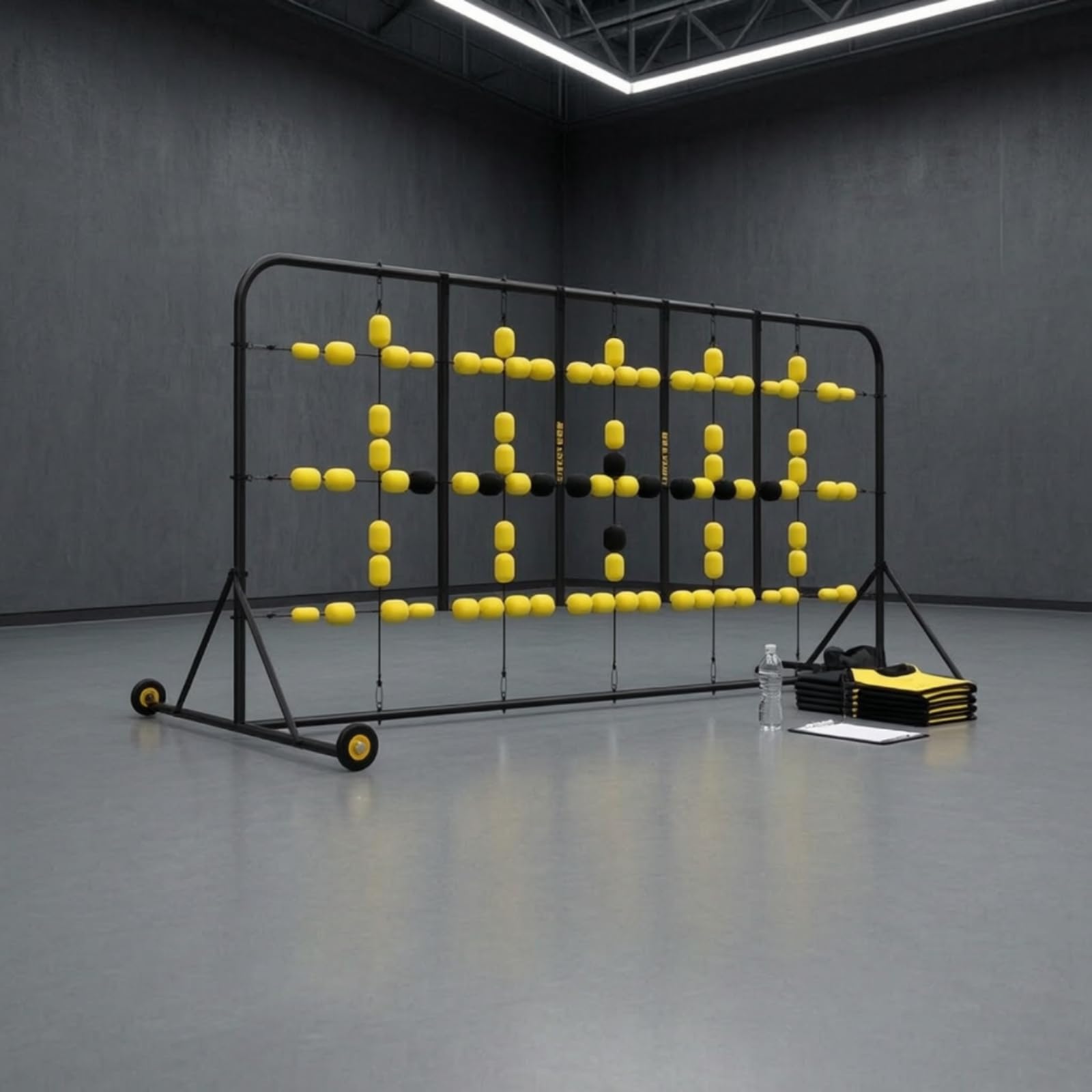 Goalie Training Rebounder Rete Calcio Telaio Allenamento Portiere Struttura Autoportante Rete Tensionata Mobilità con Ruote Materiale Acciaio Eva