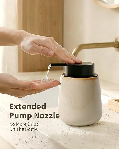 Miniatura 63 de Bosilunlife Dispensador de jabón para baño, dispensador de jabón de cerámica azul, loción, bomba de mano, botella de jabón para cocina, dispensador