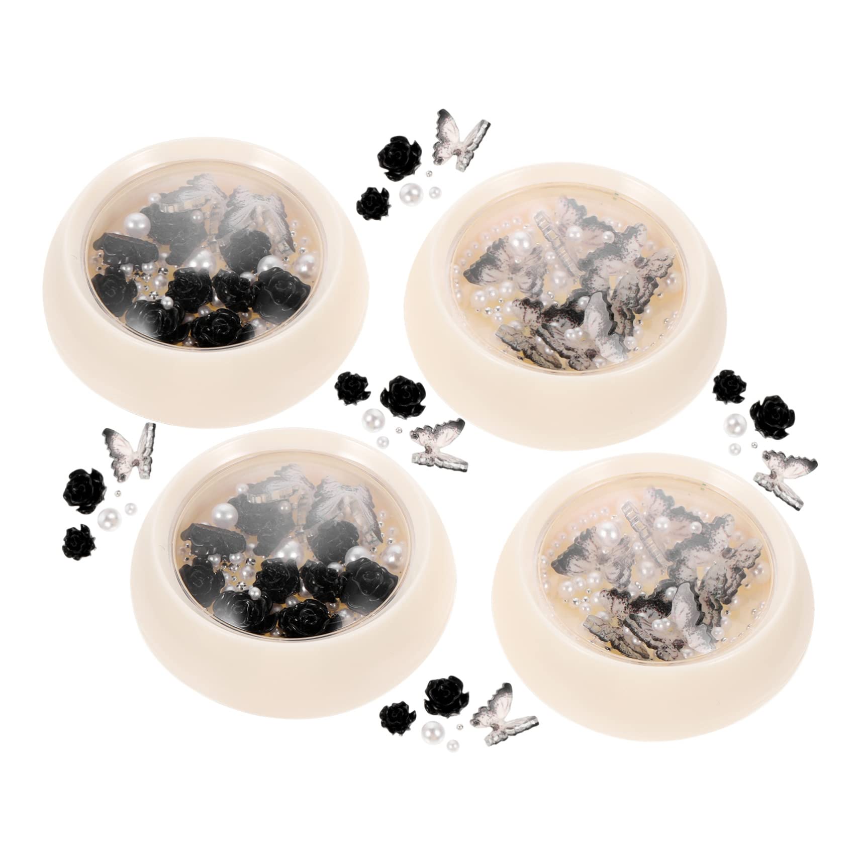VALICLUD 4 Set Shinestone Di Nera Ciondolo Kit Di Strass Per Unghie Cristalli Adesivo Decorazioni Unghie Ciondoli Per Unghie Luccicanti Gemme E Gioielli Resina 4 Scatole*4