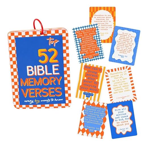 Aspen Lane 52 Verses Kids Bible Verse Cards Flash Cards (Blue) for Bible Study Supplies – Scripture Memory Cards for Children, Christian Gift for Easter, Homeschool & Sunday School