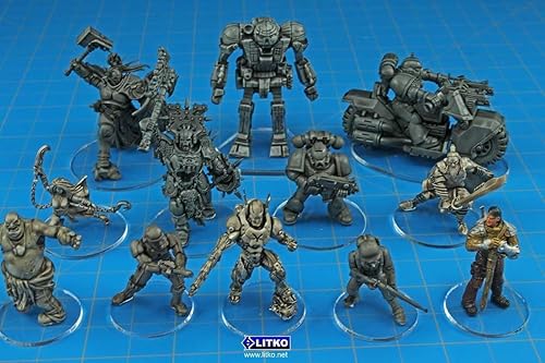 Vista 11 de LITKO Bases circulares en miniatura transparentes 0.069 pulgadas de grosor Soportes de figuras redondas para juegos de mesa de juegos de guerra