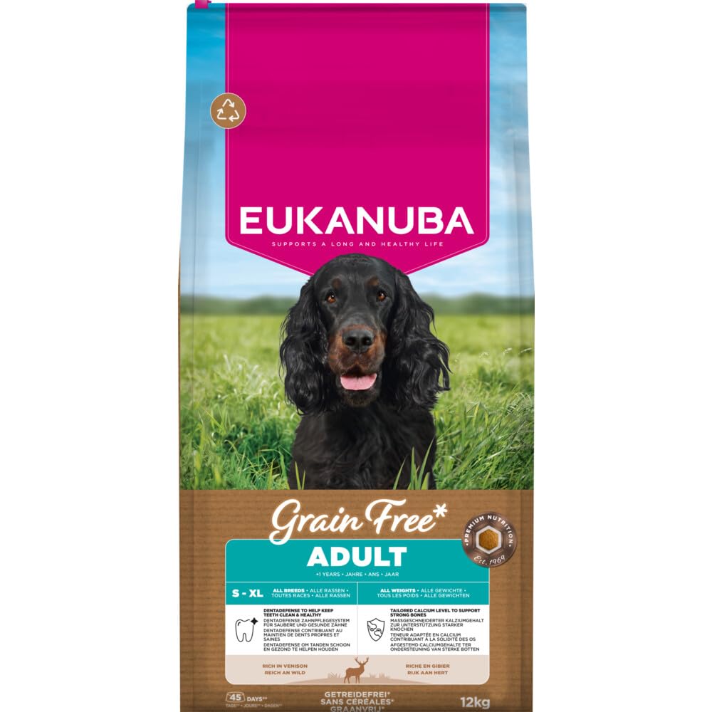 Eukanuba Karma dla psów bez zboża, sucha karma premium bez zbóż, dla dorosłych psów wszystkich ras, 12 kg