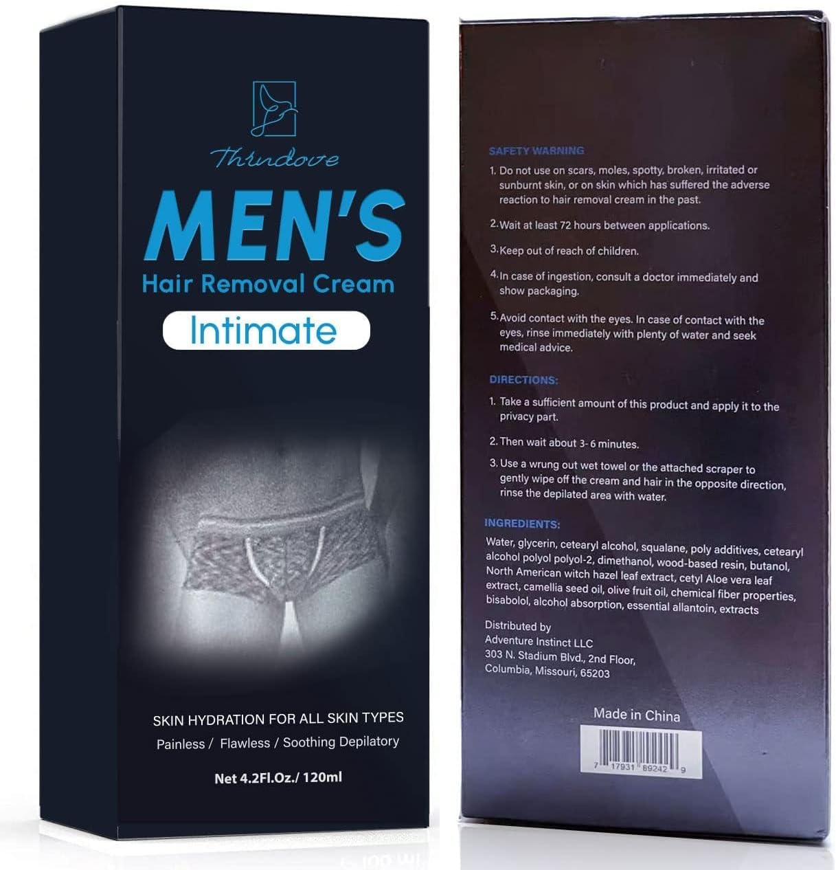 Intimate Hair Removal Cream for Men: Effective Painless Flawless Depilatory Cream for arms legs chest and Pubic Area - Suitable for All Skin Types