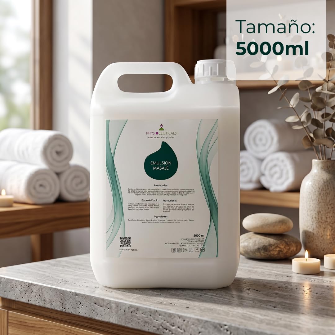 PHYSIOCEUTICALS Emulsión Masaje Profesional 5000ml Base Emoliente Alta Extensibilidad Fisioterapia