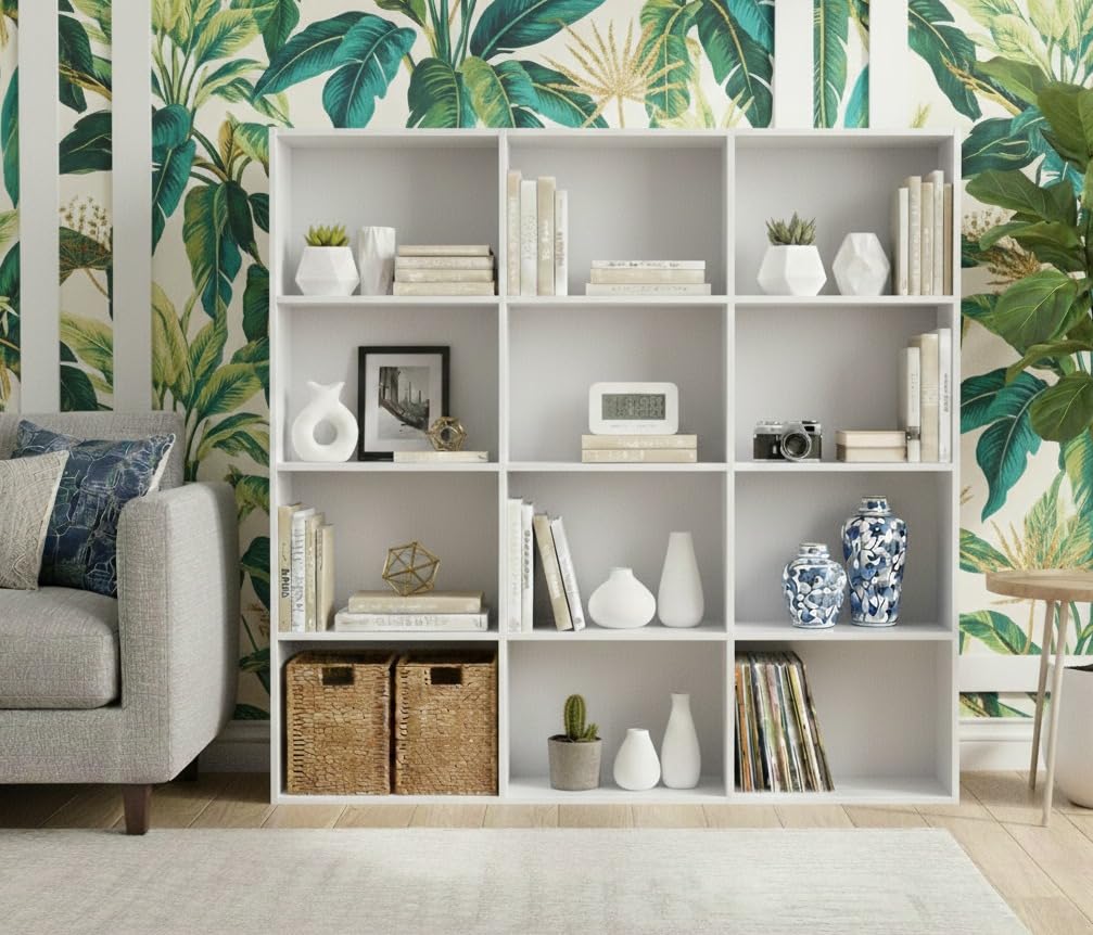 Cabinets, Storage Shelves, Bookshelves and Bookshelf White 4, 4, 4 Tier-image-42