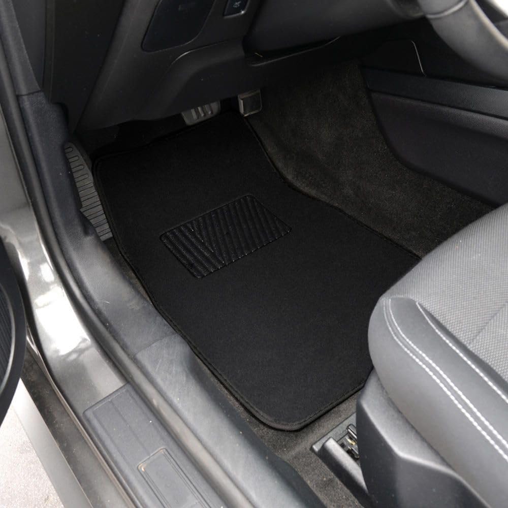 alxiang Solid Black Carpet Car Floor Mats-Set Of 4 Driver Passenger and Fits Pads Nylon Rubber 25 X — view 2