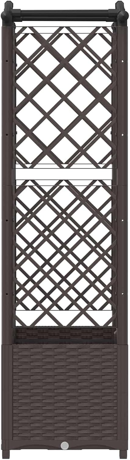 Высокая кровать с решеткой и коричневой крышей 122x40x141 см Прочный полипропилен встроенная дренажная система для вьющихся растений простая сборка
