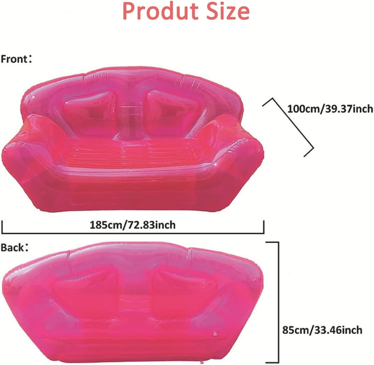 Pink Inflatable Sofa Seat, Transparent PVC Italy Ubuy