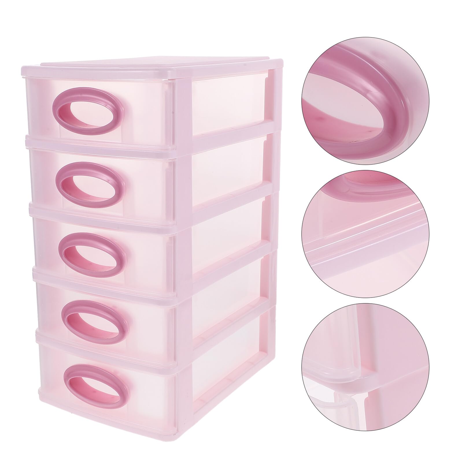 Organizer da Scrivania 5 Cassetti in Plastica PP Rosa Cassettiera Portaoggetti per Trucco e Cancelleria Soluzione Salvaspazio per Ufficio Camera e Cucina