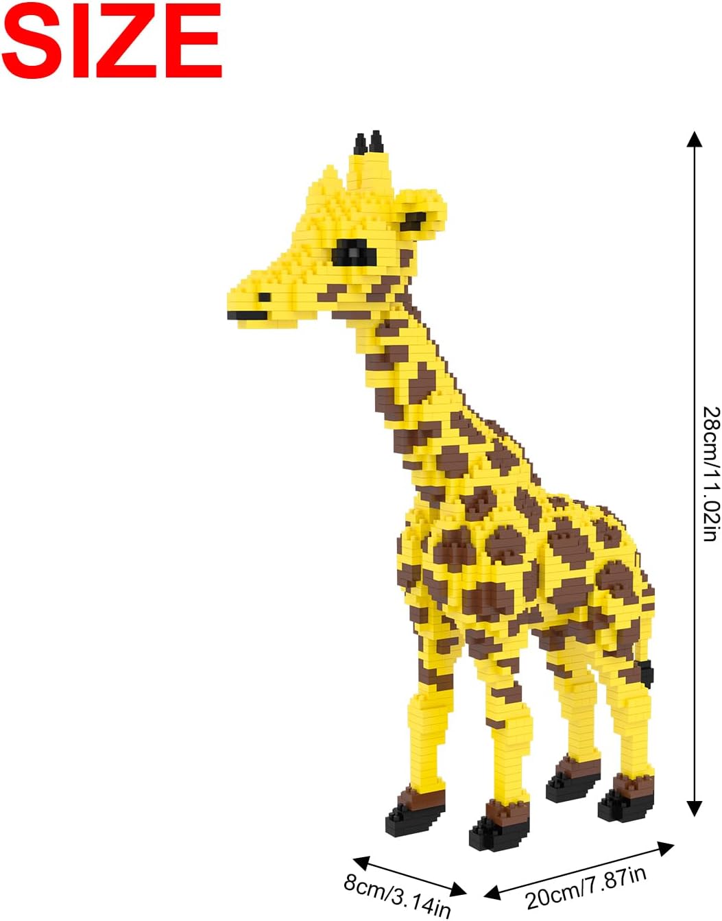 Larcele Micro Building Blocks Set, DIY Mini 3D Building Toy Bricks,1138 Pieces KLJM-08 (Giraffe)